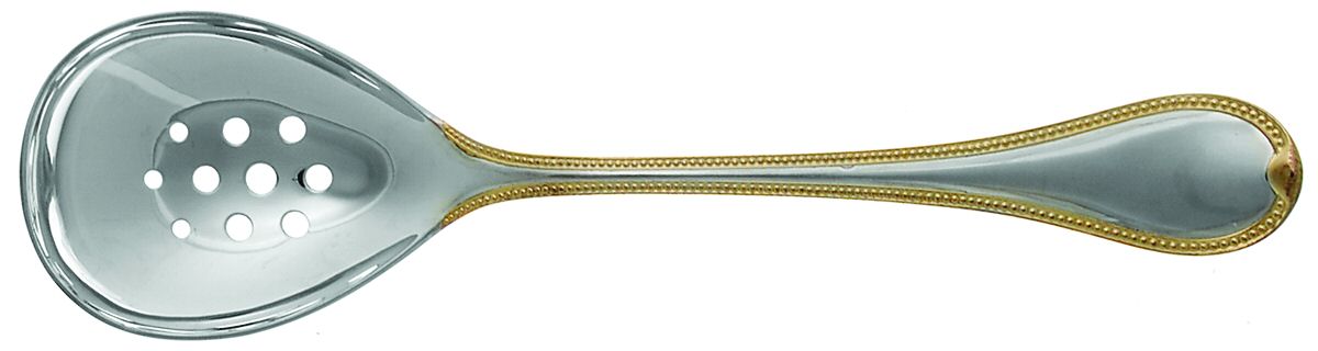 Franzosisch-Perl (Silverplate, Gold Accent) Pierced Solid Serving Spoon by Robbe & Berking-1