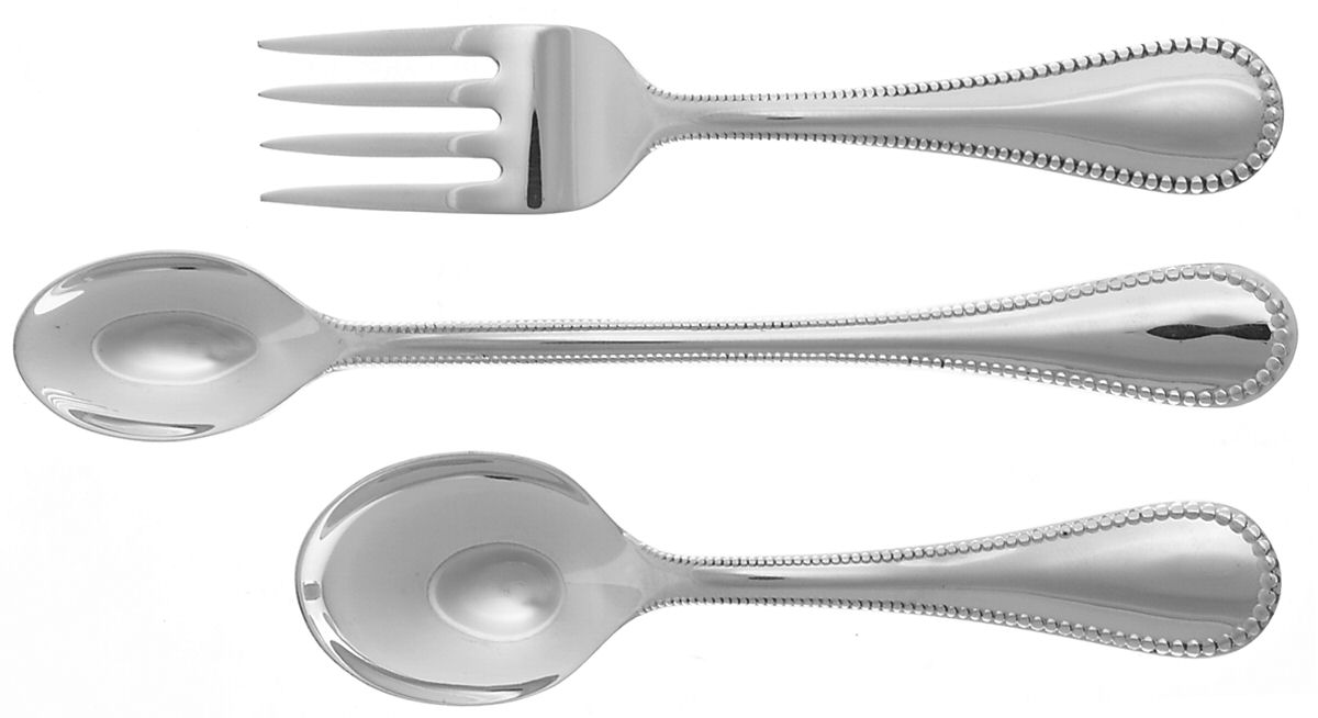 Classic Bead (Sterling) 3-Piece Baby Set (BF, BS, INS) by Reed & Barton-1