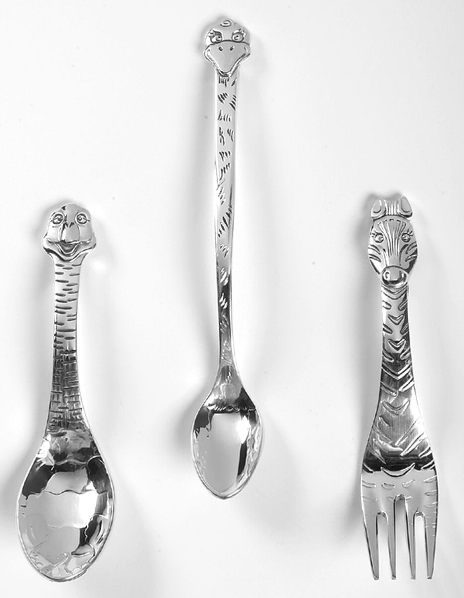 Silver Safari II (Silverplate) 3-Piece Baby Set (BF, BS, INS) by Reed & Barton-1