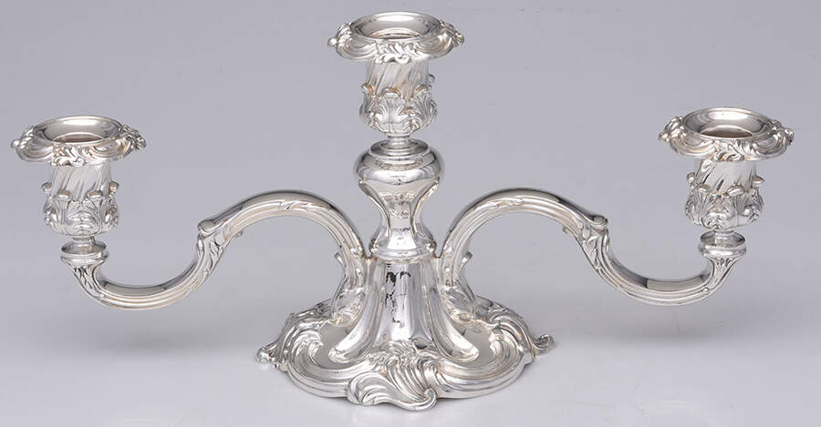 164 (Silverplate, Hollowware) 9" 3 Light Candleabra by Reed & Barton-1