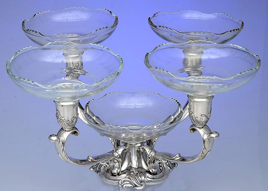 145 (Silverplate, Hollowware) Epergne with Glass Liners by Reed & Barton-1