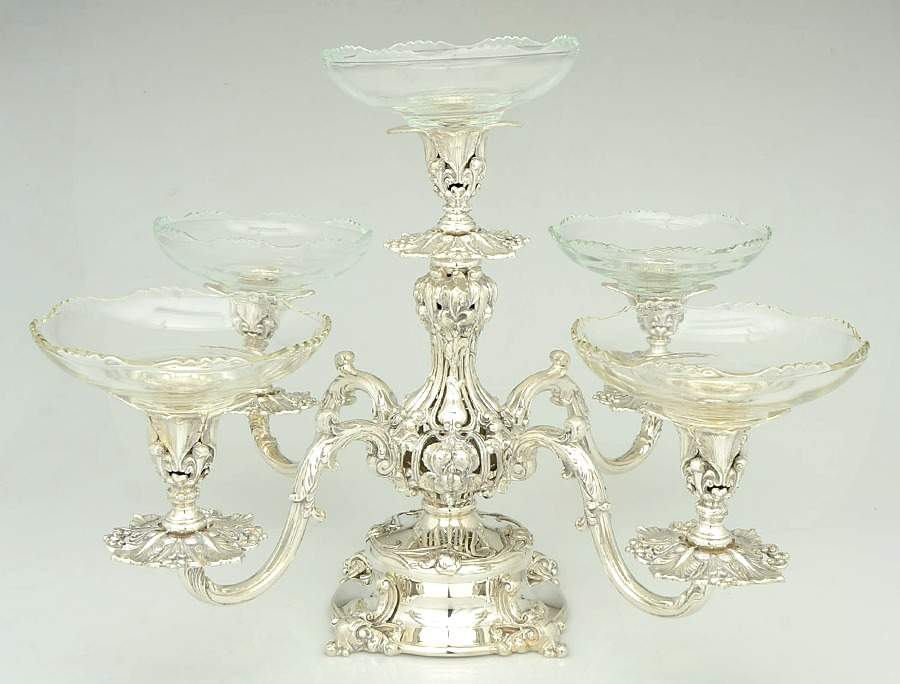 166 (Silverplate, Hollowware) Epergne with Glass Liners by Reed & Barton-1