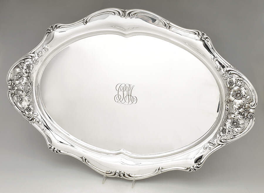 Les Cinq Fleurs (Sterling, Hollowware) Large Waiter Tray by Reed & Barton-1