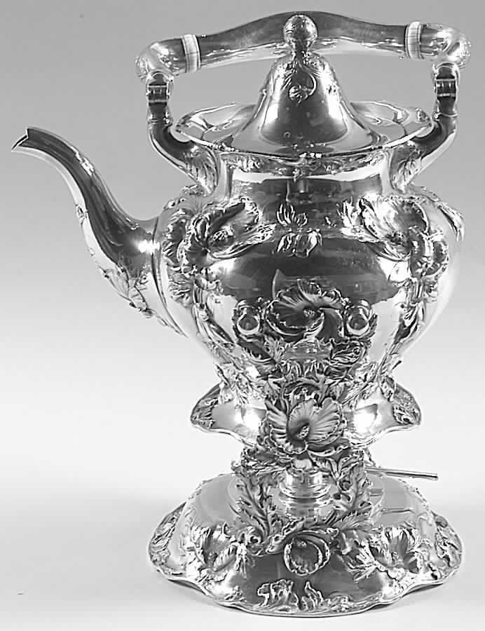 Les Cinq Fleurs (Sterling, Hollowware) Kettle, Stand & Burner by Reed & Barton-1
