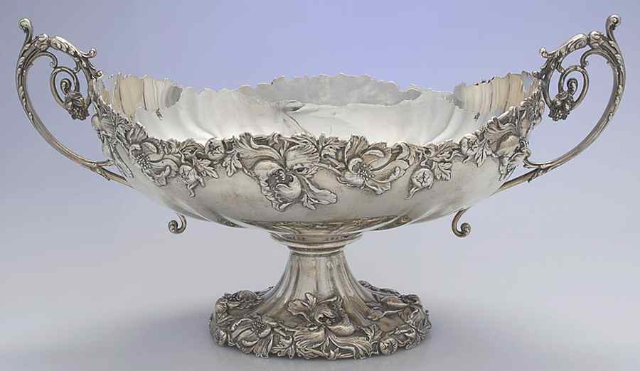 Les Cinq Fleurs (Sterling, Hollowware) 14" Oval Handled Centerpiece Pedestal Base by Reed & Barton-1