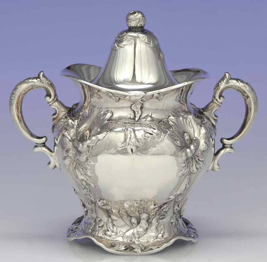 Les Cinq Fleurs (Sterling, Hollowware) Sugar Bowl & Lid by Reed & Barton-1