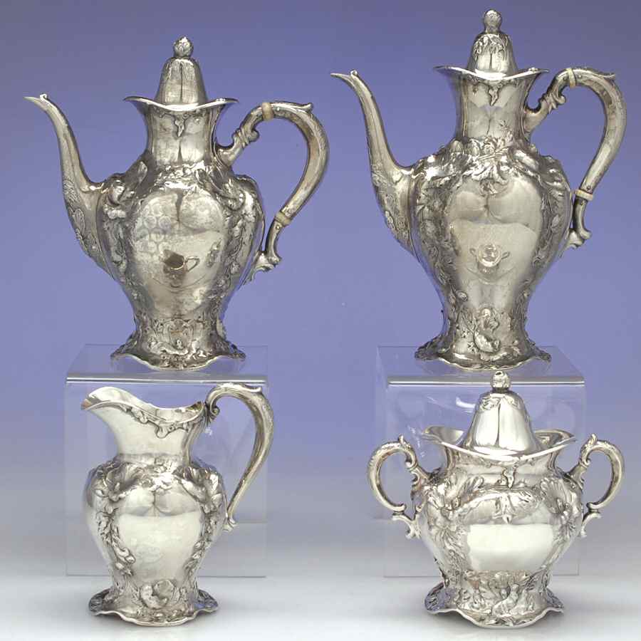 Les Cinq Fleurs (Sterling, Hollowware) 4 Piece Tea Set (SCP, STP, SCR, SSU) by Reed & Barton-1