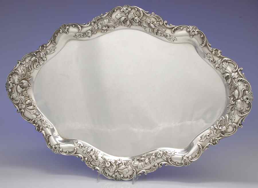 Les Cinq Fleurs (Sterling, Hollowware) Large Waiter Tray by Reed & Barton-1