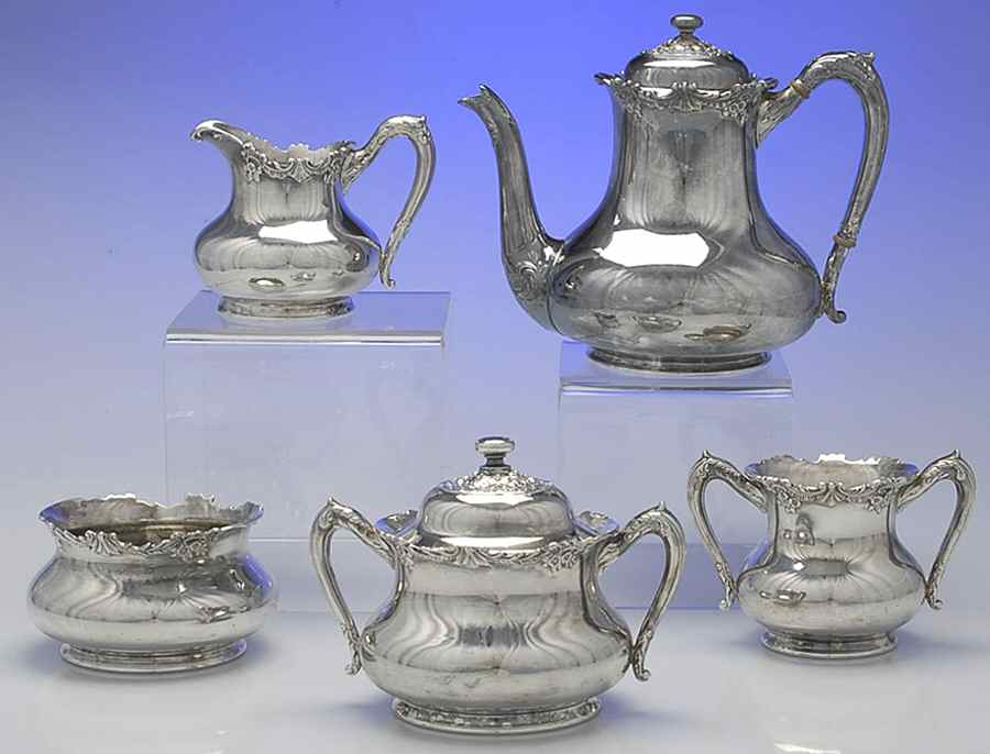 3515 (Silverplate, Hollowware) 5 Pc. Tea Set (PTP, PSU, PCR, PWB, PSUO) by Reed & Barton-1