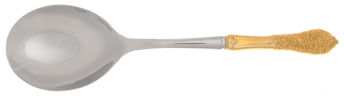 Gold Florentine Lace (Sterling Vermeil) Casserole Spoon with Smooth Stainless Bowl HC by Reed & Barton-1