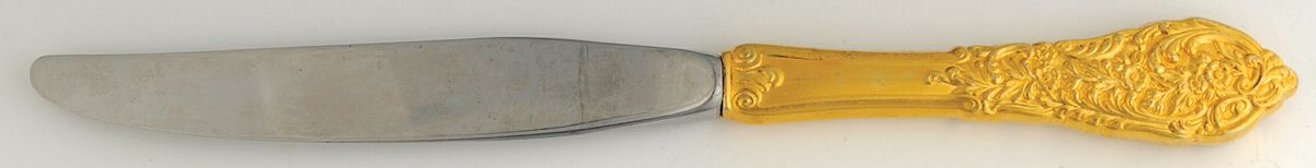 Gold Florentine Lace (Sterling Vermeil) Modern Hollow Knife by Reed & Barton-1