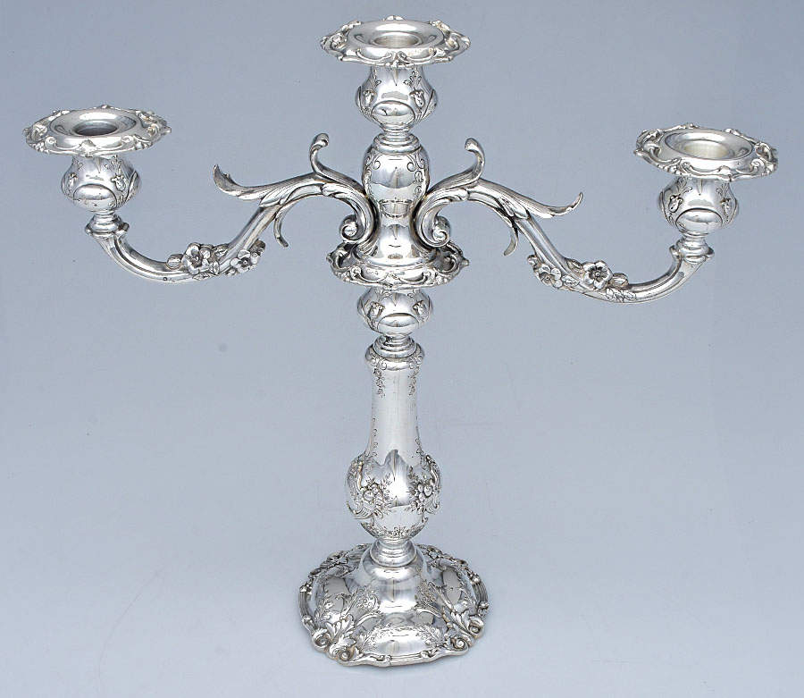 Francis I (Sterling, Hollowware, Reed&Barton, Dates) 3 Light Weighted Candelabra with Bobech by Reed & Barton-1