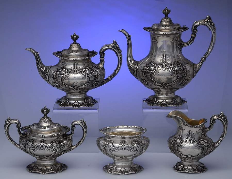Francis I (Sterling, Hollowware, Reed&Barton, Dates) 5 Piece Tea Set (SCP, STP, SCR, SSU, SWB) by Reed & Barton-1