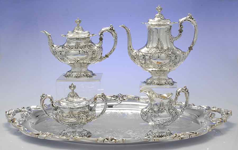 Francis I (Sterling, Hollowware, Reed&Barton, Dates) 5 Piece Tea Set (SCP, STP, SCR, SSU, PWTL) by Reed & Barton-1