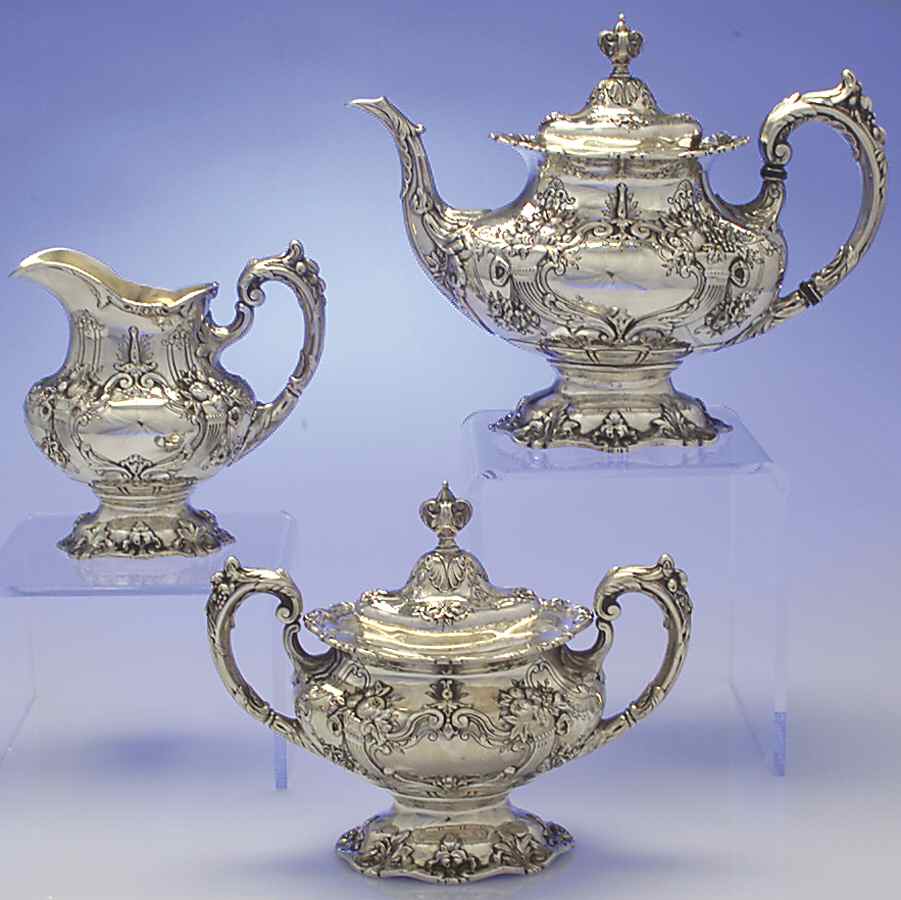 Francis I (Sterling, Hollowware, Reed&Barton, Dates) 3 Piece Tea Set (STP, SCR, SSU) by Reed & Barton-1