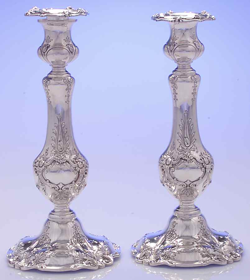 Francis I (Sterling, Hollowware, Reed&Barton, Dates) Pair of Weighted Candlesticks with Bobeche by Reed & Barton-1