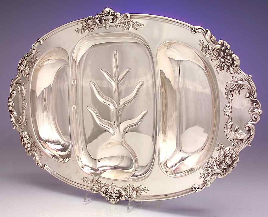 Francis I (Sterling, Hollowware, Reed&Barton, Dates) 21" 3 Part Meat Platter W/Well & Tree by Reed & Barton-1