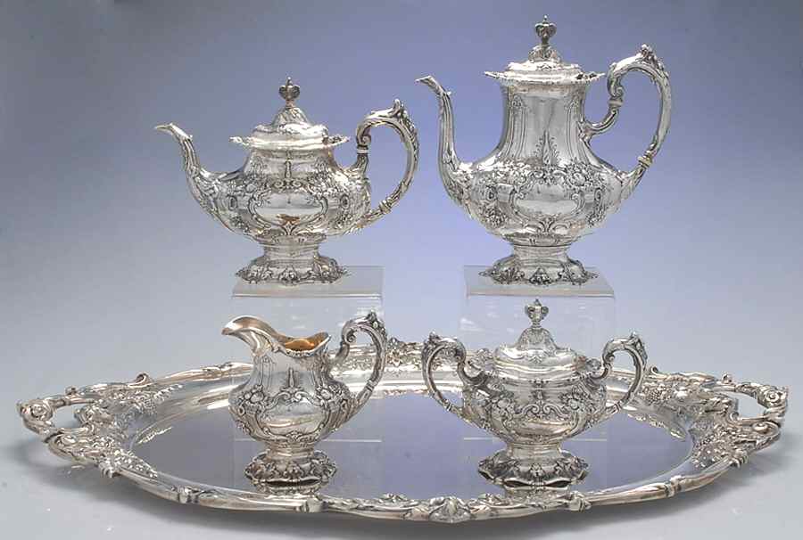 Francis I (Sterling, Hollowware, Reed&Barton, Dates) 5 Piece Tea Set (SCP, STP, SCR, SSU, WTL) by Reed & Barton-1