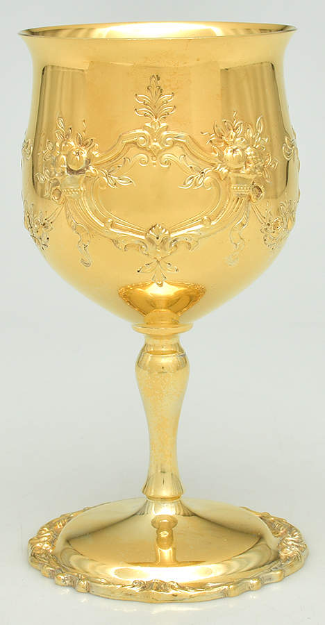 Francis I (Sterling, Hollowware, No Dates) Sterling Gold Vermeil Chased Water Goblet by Reed & Barton-1