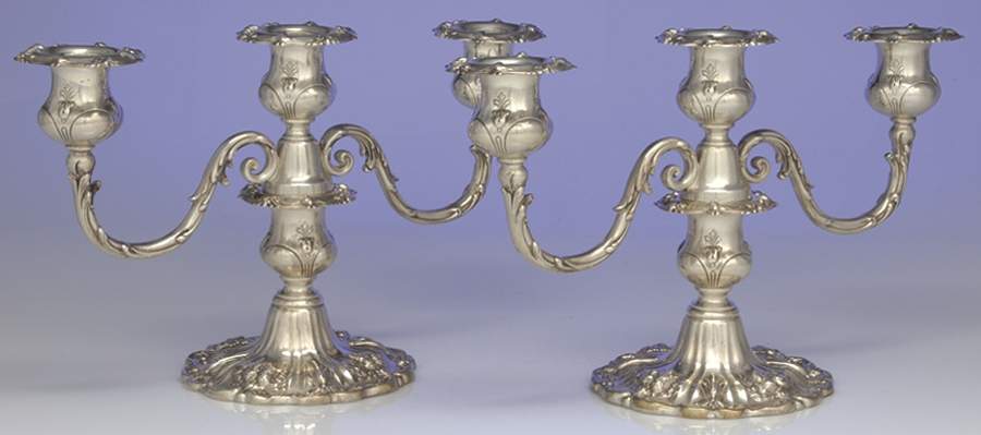 Francis I (Sterling, Hollowware, No Dates) Pair of Weighted 3 Light Candelabra by Reed & Barton-1