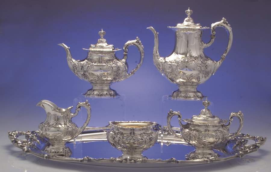 Francis I (Sterling, Hollowware, No Dates) 6 Piece Tea Set (SCP, STP, SCR, SSU, SWB, WTL) by Reed & Barton-1