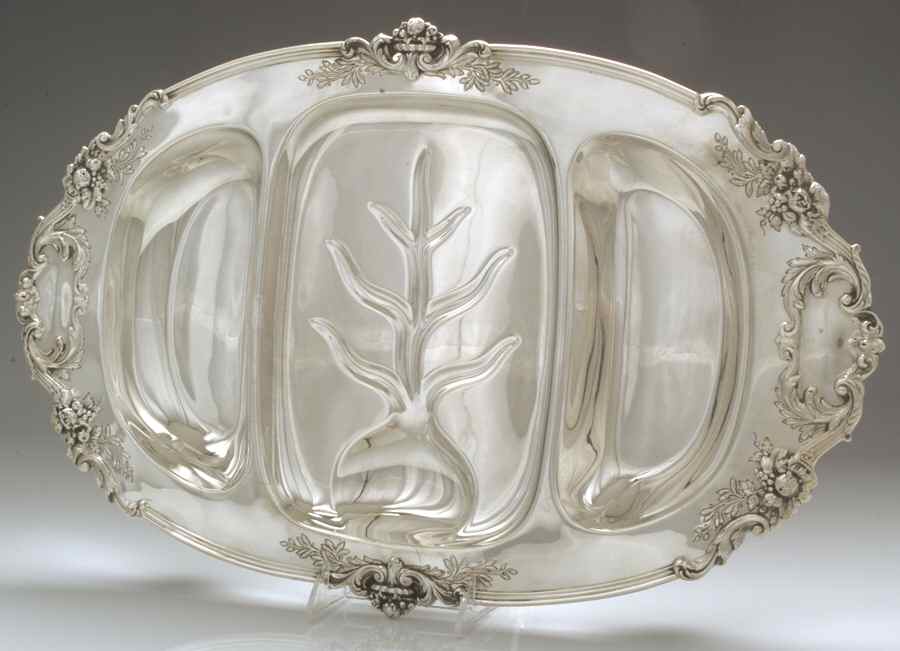 Francis I (Sterling, Hollowware, No Dates) 21" 3 Part Meat Platter W/Well & Tree by Reed & Barton-1