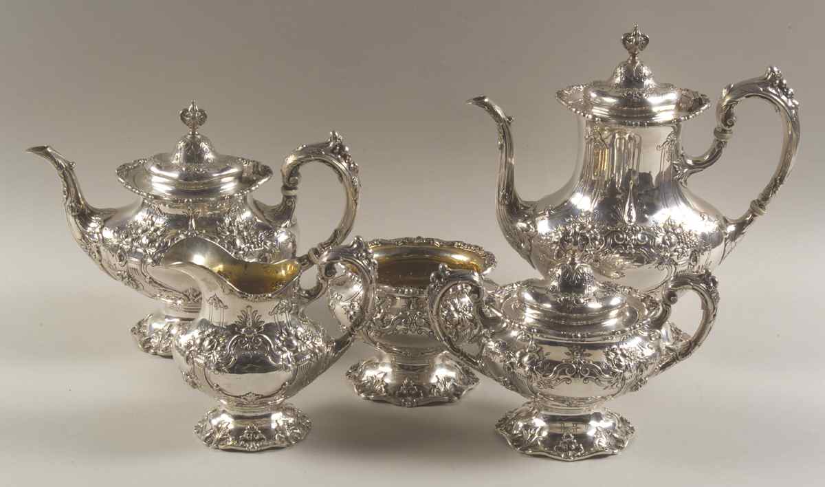 Francis I (Sterling, Hollowware, No Dates) 5 Piece Tea Set (SCP, STP, SCR, SSU, SWB) by Reed & Barton-1