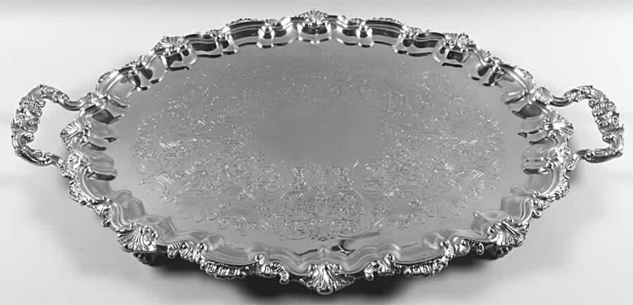 06116 (Silverplate, Hollowware) Large Footed Waiter Tray by Reed & Barton-1