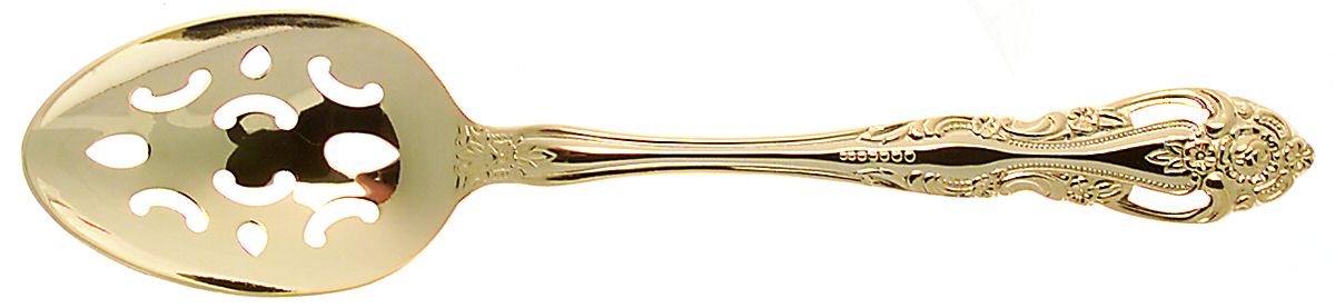 Baroque-Gold (Gold Eletroplate) Pierced Tablespoon (Serving Spoon) by Reed & Barton-1