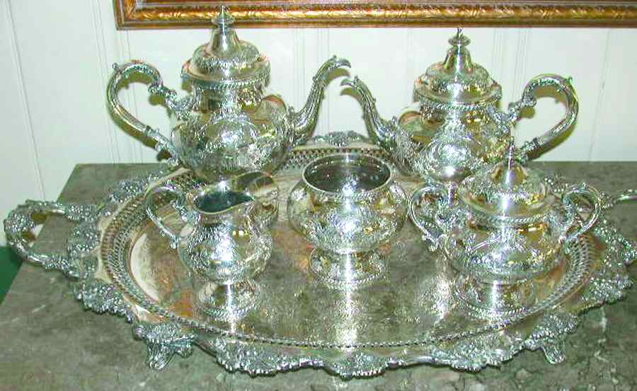 5200C (Silverplate, Hollowware) 6-Piece Plated Tea Set (Waste & Tray) by Reed & Barton-1