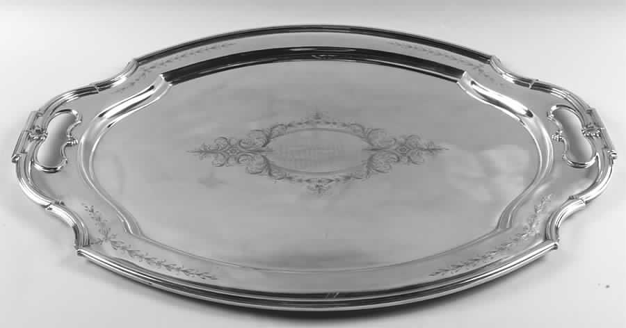 Jacobean-Engraved (Sterling, #680E, Hollowware) Large Waiter Tray by Reed & Barton-1