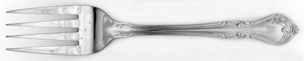 Rose Queen (Heritage) Medium Solid Cold Meat Serving Fork by Reed & Barton-1