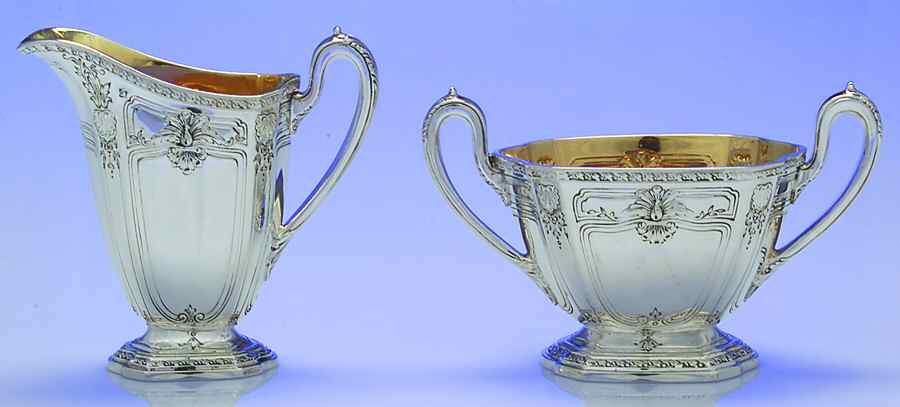 Heritage (Sterling, Hollowware) Mini Sterling Creamer and Open Sugar by Reed & Barton-1