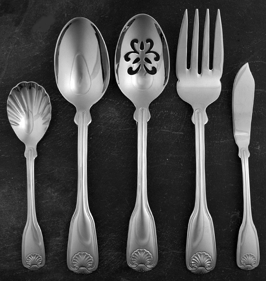 Colonial Shell II (Stainless, 2004) 5 Piece Hostess Set by Reed & Barton-1