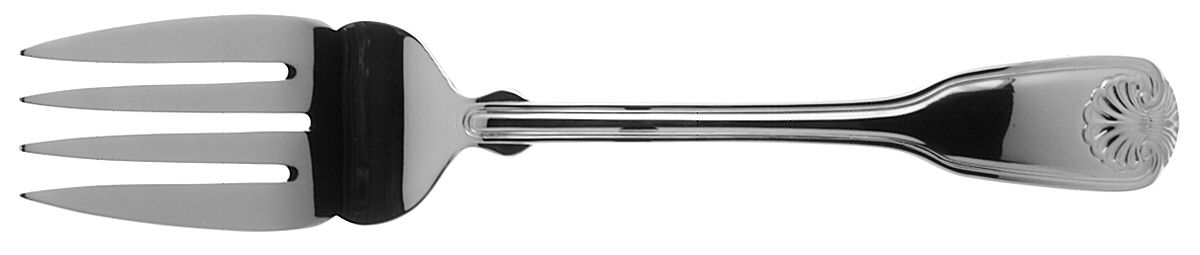 Colonial Shell II (Stainless, 2004) Large Solid Cold Meat Serving Fork by Reed & Barton-1