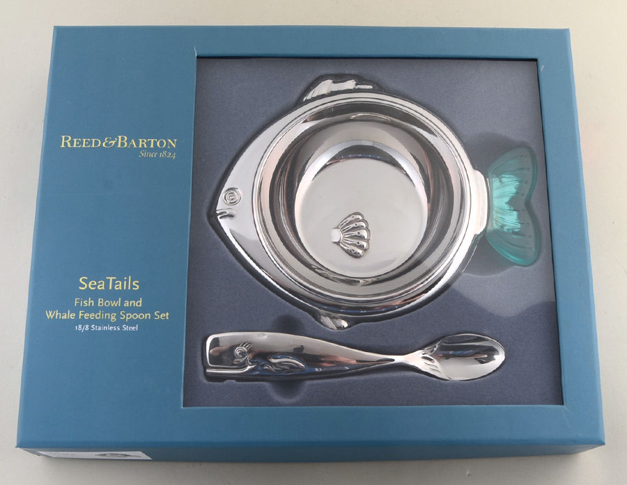 Sea Tails (Stainless) (2pc) Child's Set (Bowl & Infant Feeding Spoon) by Reed & Barton-1