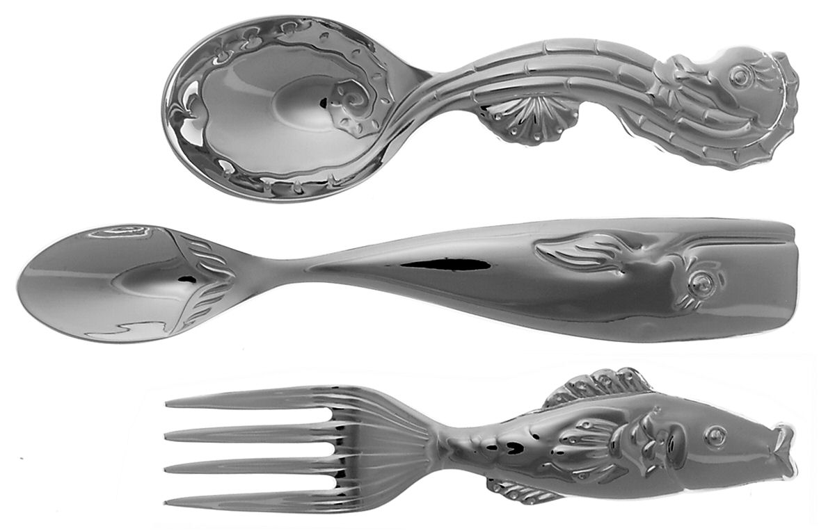 Sea Tails (Stainless) 3-Piece Baby Set (BF, BS, INS) by Reed & Barton-1