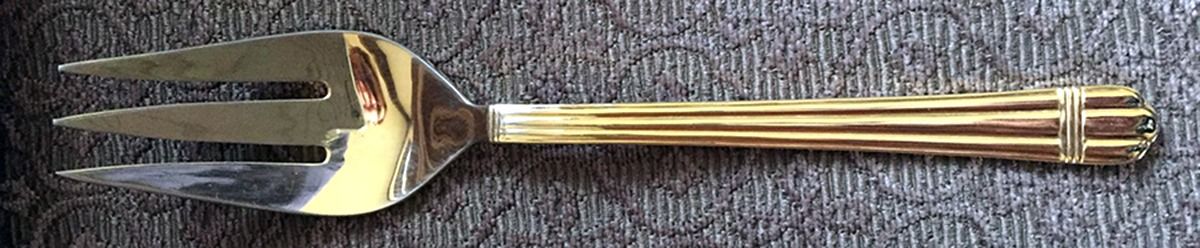 Louvre Gold Medium Solid Cold Meat Serving Fork by Retroneu-1