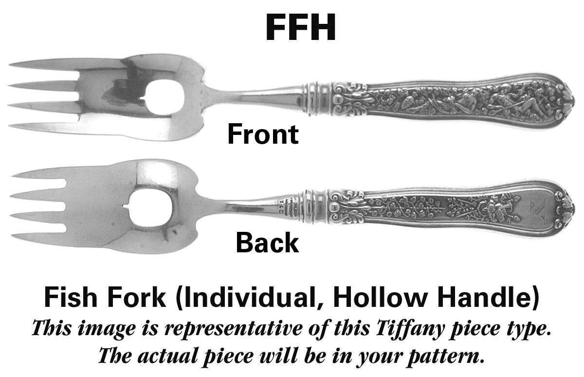 Olympian Gold (Sterling, 1878, Gold Vermeil) Individual Fish Fork Hollow Handle Ind. Strl Tines by Tiffany & CO SILVER-1