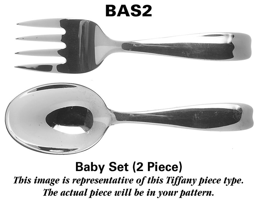 English King (Sterling, 1885, No Monograms) 2 Pc Baby Set (BF, BS) by Tiffany & CO SILVER-1