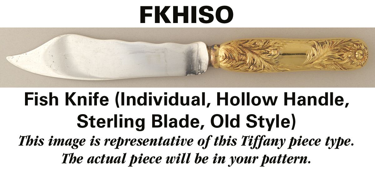 Olympian Gold (Sterling, 1878, Gold Vermeil) Old Style Indiv  Hollw Fish Knife Wsterling Blade by Tiffany & CO SILVER-1