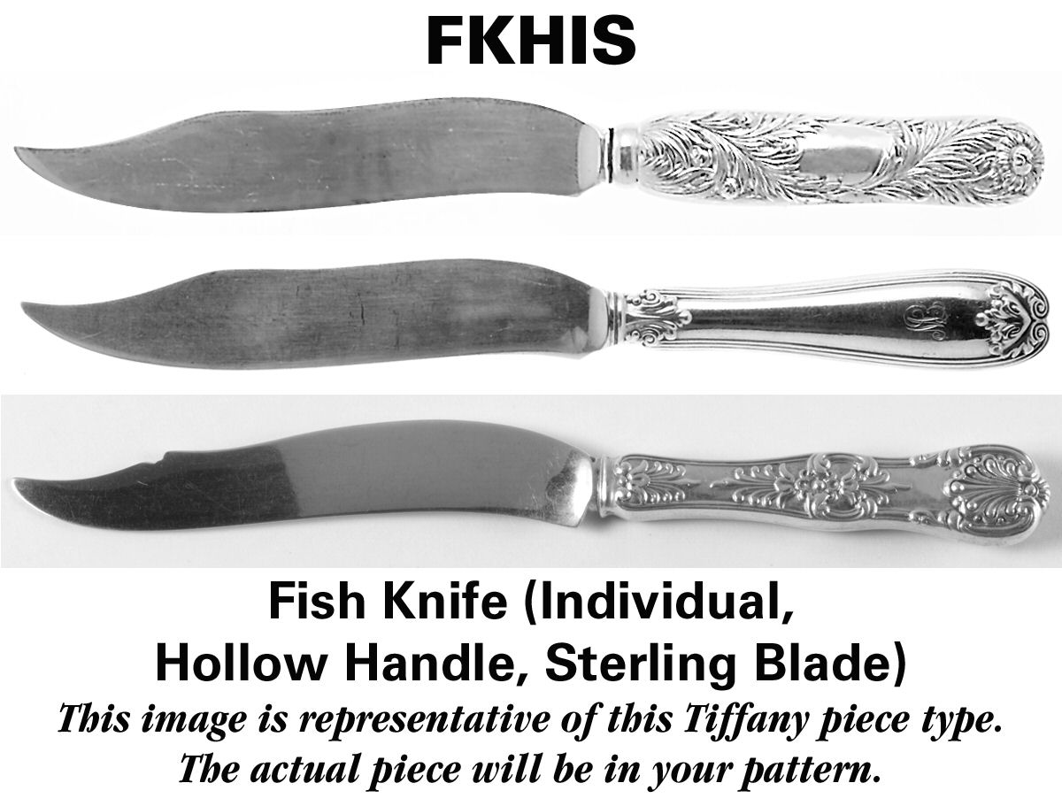 Olympian Gold (Sterling, 1878, Gold Vermeil) Individual Hollow Handle Fish Knife-Sterling Blade by Tiffany & CO SILVER-1