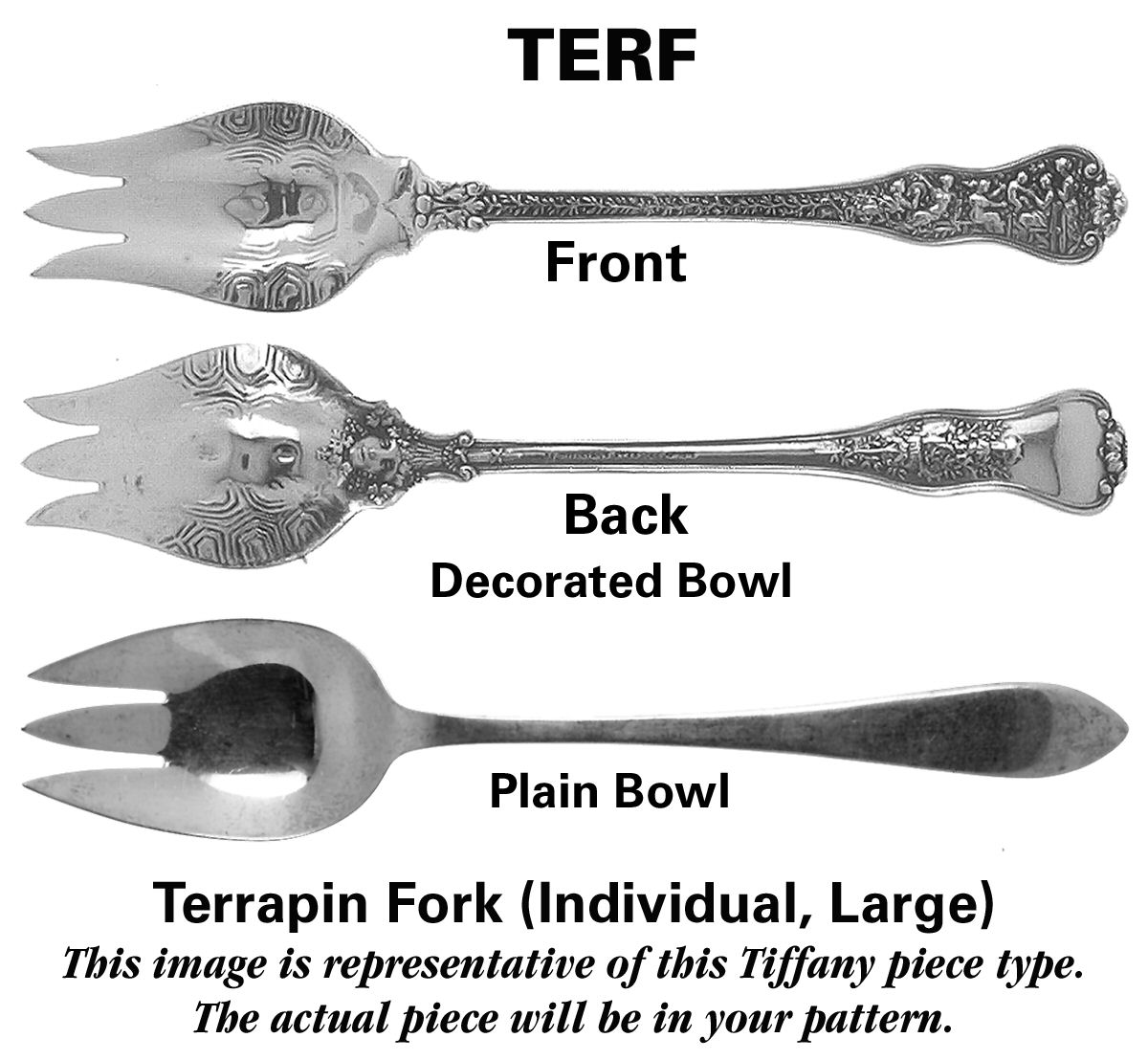 Audubon (Sterling, 1956) Large Individual Terrapin Fork by Tiffany & CO SILVER-1