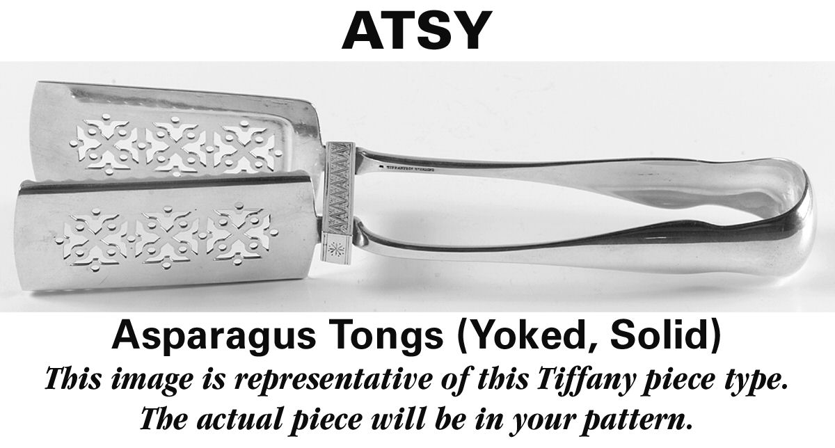 English King (Sterling, 1885, No Monograms) Solid Yoked Asparagus Tongs by Tiffany & CO SILVER-1