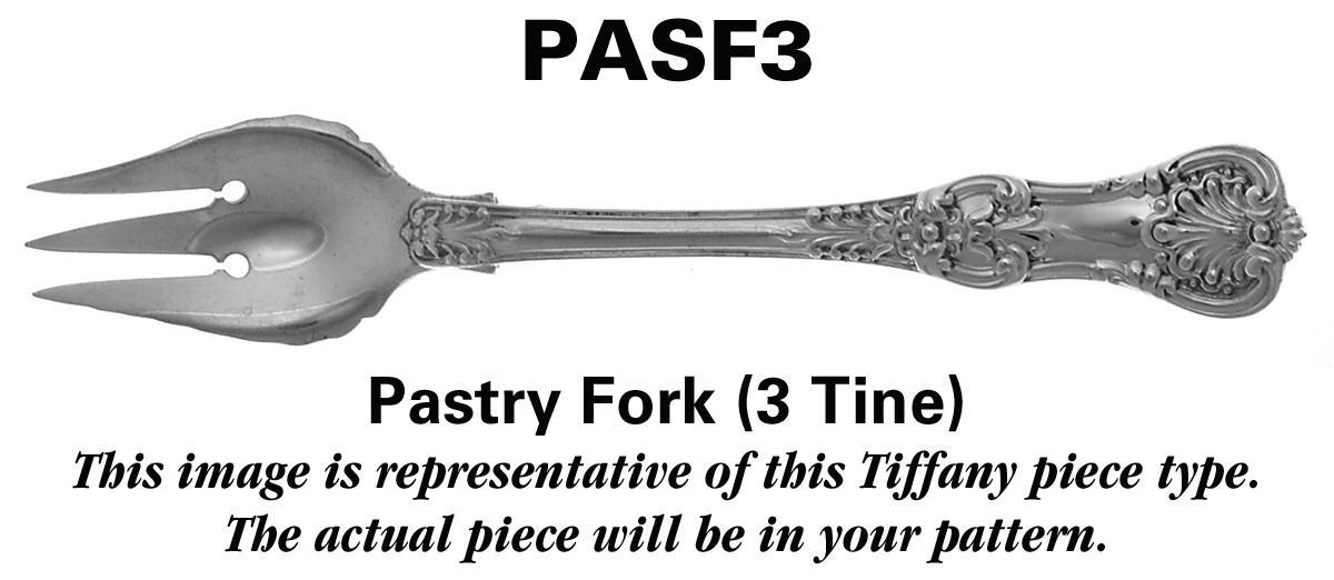 Shell & Thread (Sterling, 1905, No Monograms) 3 Tine Pastry Fork by Tiffany & CO SILVER-1