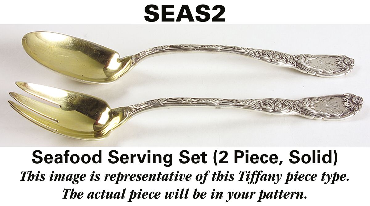Shell & Thread (Sterling, 1905, No Monograms) 2 Piece Solid Seafood Serving Set by Tiffany & CO SILVER-1