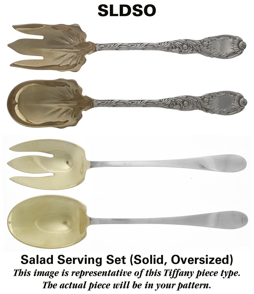 English King (Sterling, 1885, No Monograms) Solid Oversized Serving Salad Set by Tiffany & CO SILVER-1