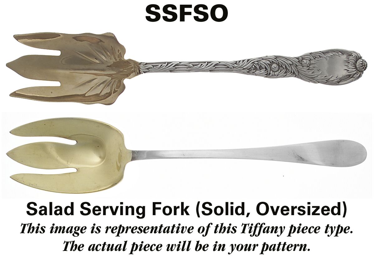 English King (Sterling, 1885, No Monograms) Oversize Solid Salad Servng Fork by Tiffany & CO SILVER-1