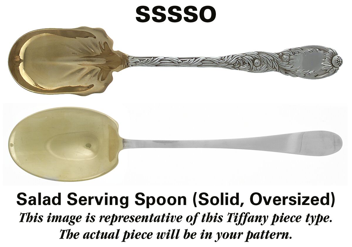 English King (Sterling, 1885, No Monograms) Oversize Solid Salad Serving Spoon by Tiffany & CO SILVER-1