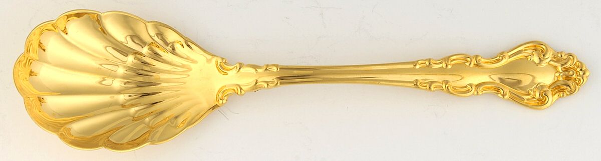 Golden Spanish Baroque (Gold Vermeil, 1965) Sugar Shell Spoon by Reed & Barton-1